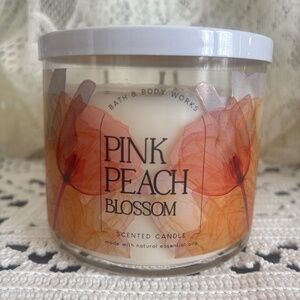 New Bath and Body Works Pink Peach Blossom 3 Wick Candle